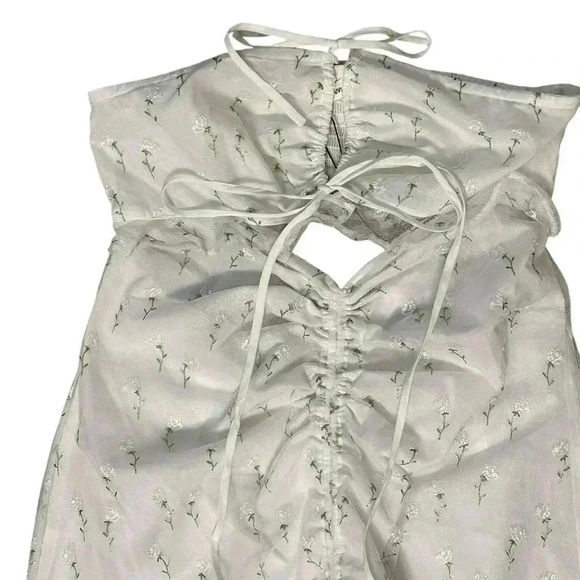 NWT For Love and Lemons Strapless Mini Dress Tie Front Embroidered Size Large - Picture 2 of 5